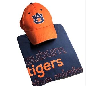 2 Item Lot: Auburn War Eagle Men’s M Navy T-Shirt + Orange AU Baseball Cap